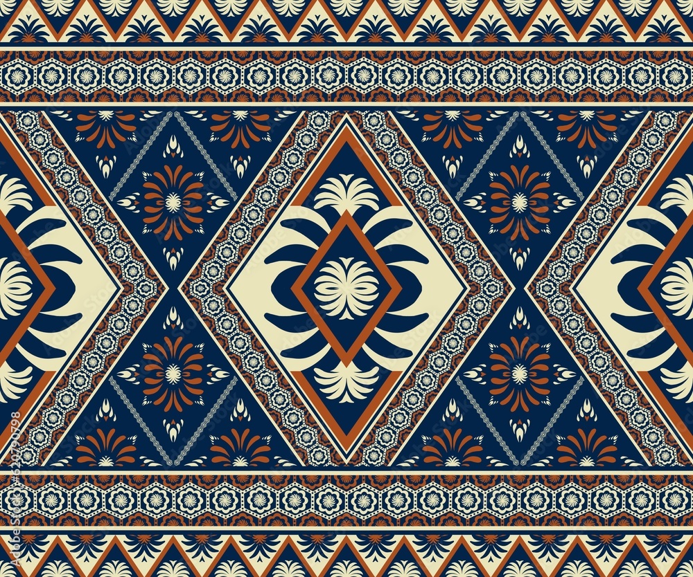 Aztec tribal geometric pattern. Illustration ethnic geometric diamond shape seamless pattern. African tribal pattern use for textile border, carpet, rug, cushion, quilt, wallpaper, upholstery, etc.