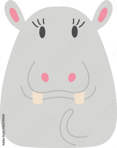 Hippo icon, Animal simple cartoon style.