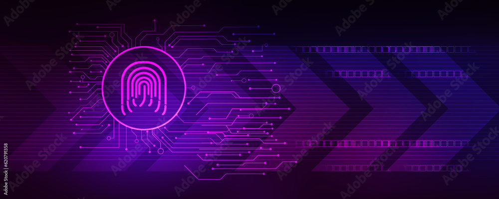 Obraz premium 2d Illustration Fingerprint Scanning Technology Concept 
