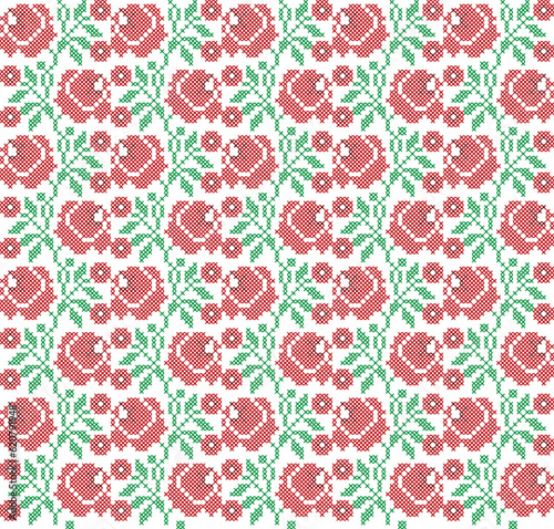 seamless pattern flowers. tribal pattern. local fabric pattern. pixel pattern