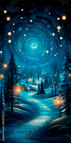 Whimsical Christmas background, ai generated