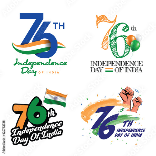 celebration units of 76th independence day of Indian with with tricolor flag colors