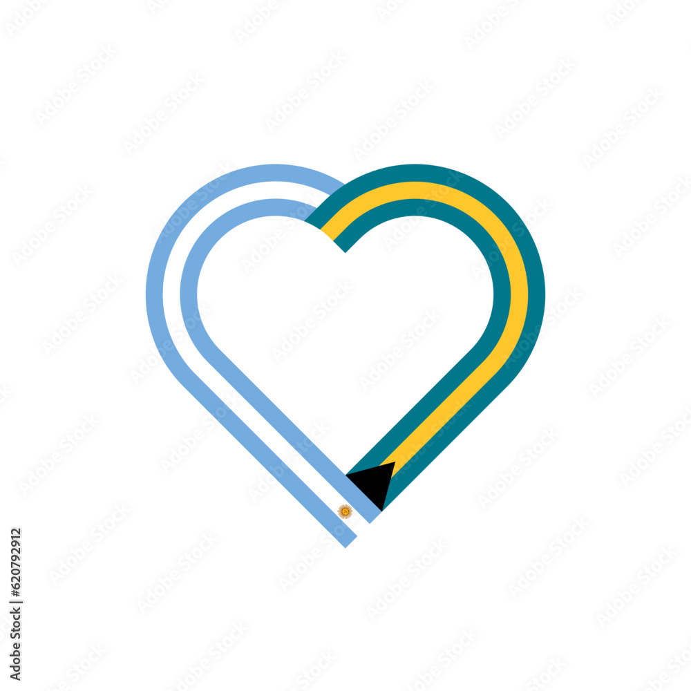 unity concept. heart ribbon icon of argentina and bahamas flags. vector illustration isolated on white background unity concept. heart ribbon icon of argentina and bahamas flags. vector illustration isolated on white background