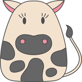 Cow line filled icon, Animal simple cartoon style.