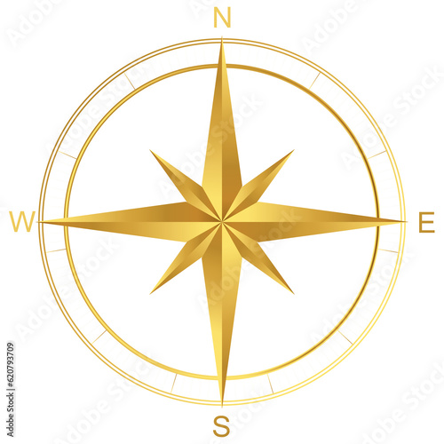 Fototapeta gold compass vector png on white transparent background