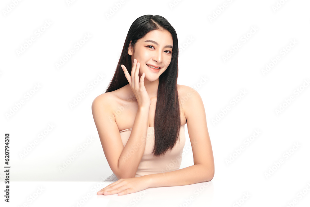 Beautiful young asian woman with clean fresh skin on white background, Face care, Facial treatment, Cosmetology, beauty and spa, Asian women portrait. Beautiful young asian woman with clean fresh skin on white background, Face care, Facial treatment, Cosmetology, beauty and spa, Asian women portrait.