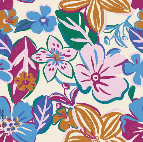 Floral Seamless pattern background.