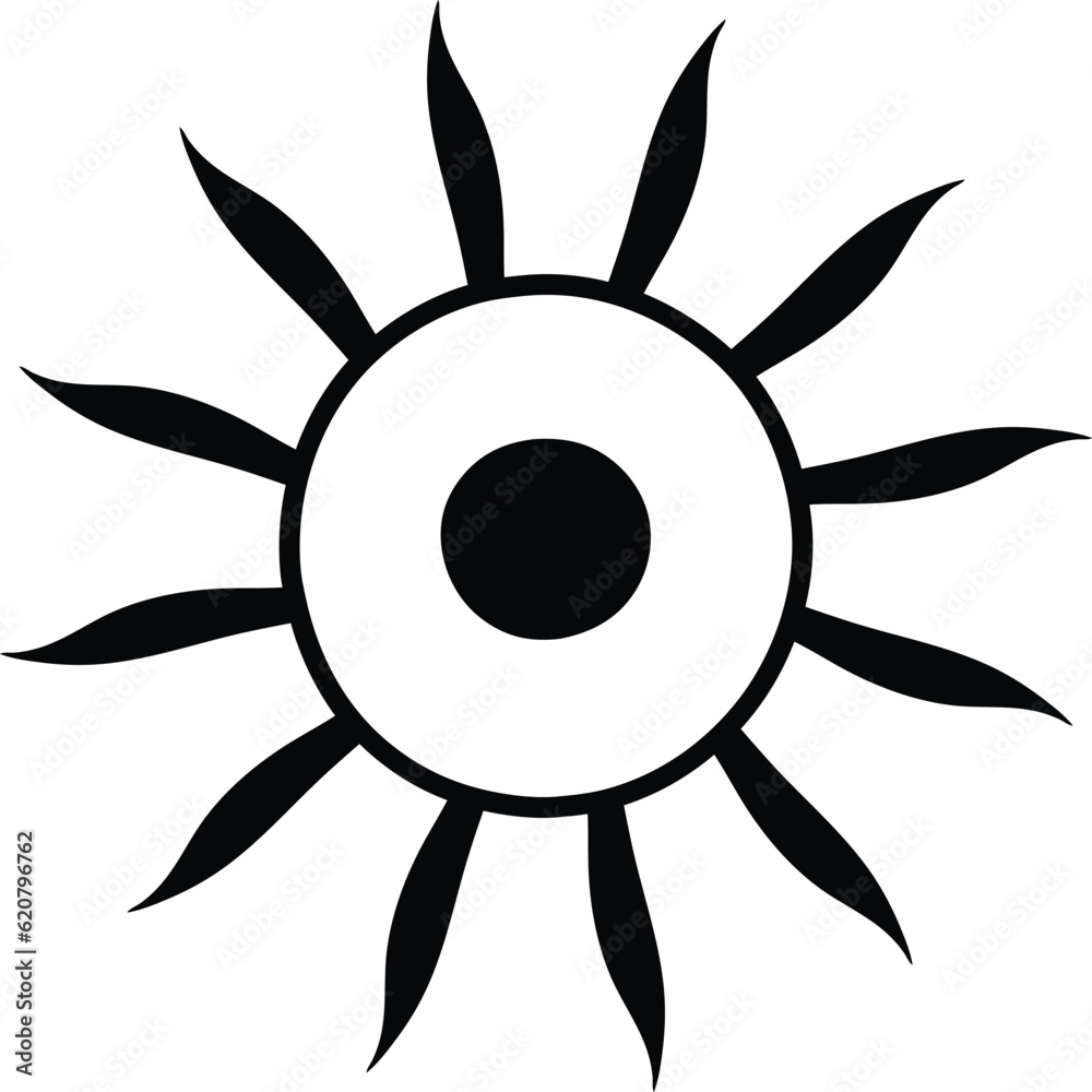 Sun icon black line drawing or doodle logo sunlight sign symbol weather element vector illustration Sun icon black line drawing or doodle logo sunlight sign symbol weather element vector illustration