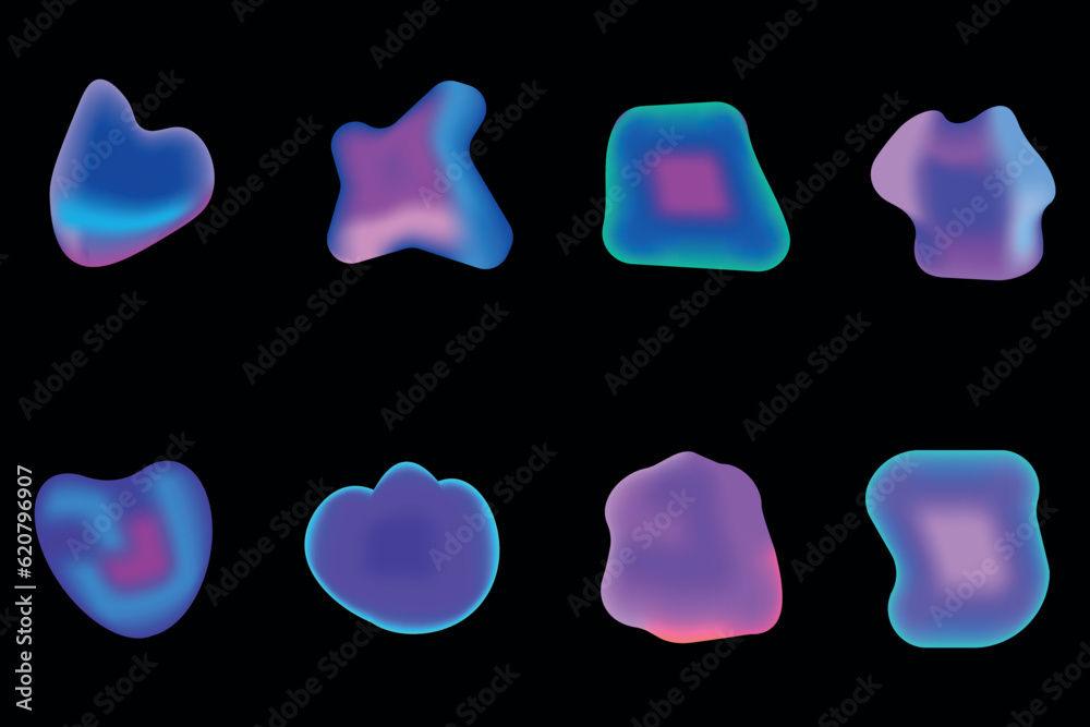 bright gradient freeform shapes on black background bright gradient freeform shapes on black background