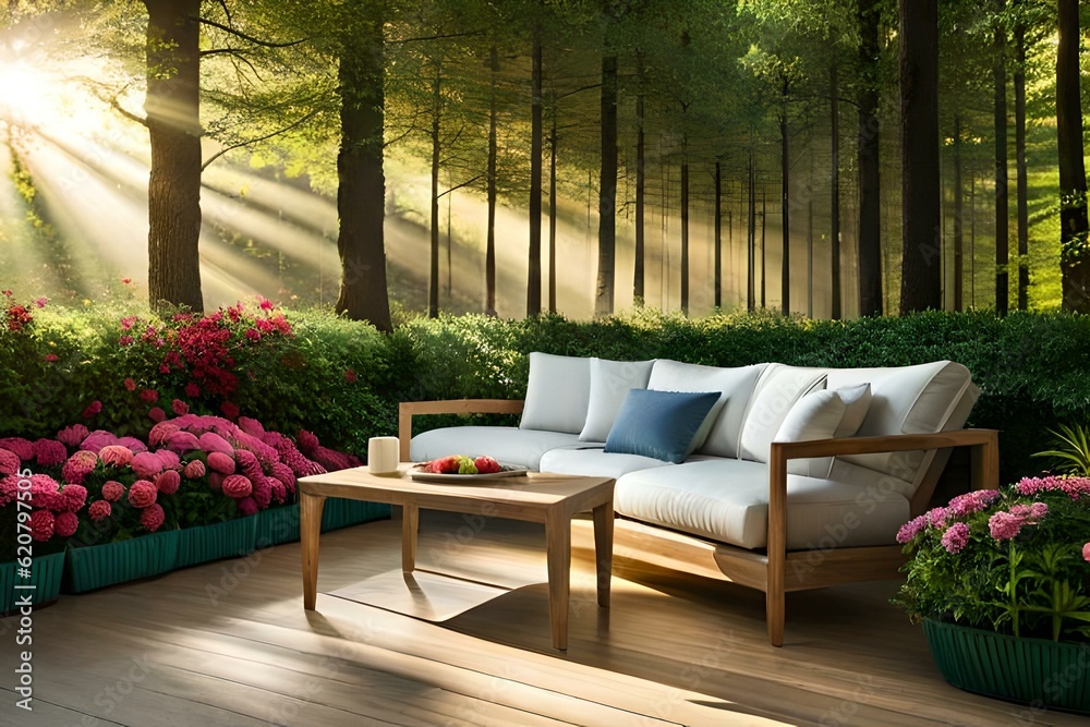 table and chairs in the garden