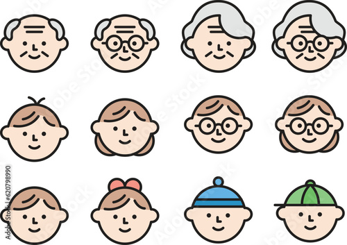 person line icon set of vector