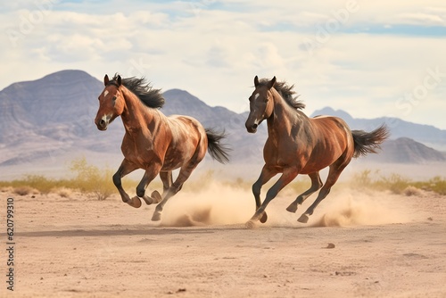 a pair of horses running © Angah