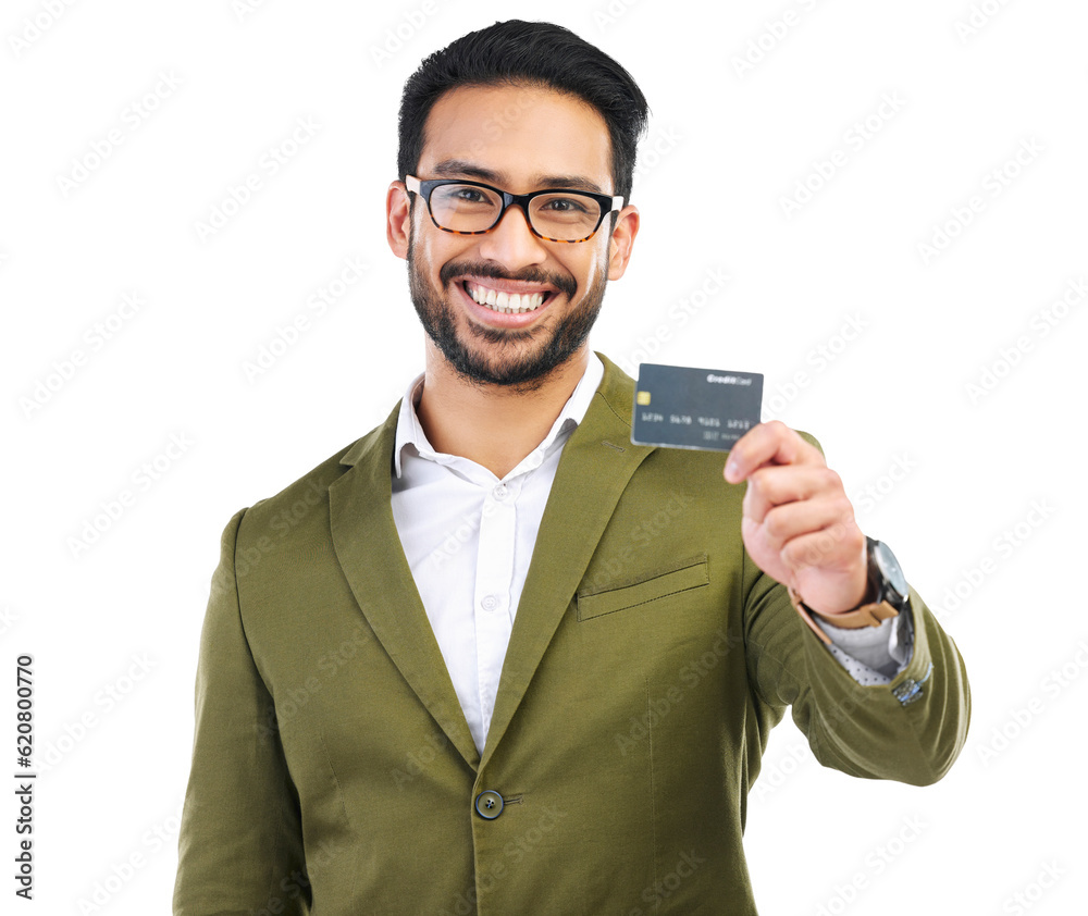 Happy businessman, portrait and credit card for payment isolated on a transparent PNG background. Asian man, nerd or geek with smile for banking, online shopping or financial freedom and ecommerce Happy businessman, portrait and credit card for payment isolated on a transparent PNG background. Asian man, nerd or geek with smile for banking, online shopping or financial freedom and ecommerce