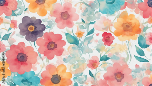 Wallpaper Mural flowers and foliage colorful pattern spring summer background Ai generative Torontodigital.ca