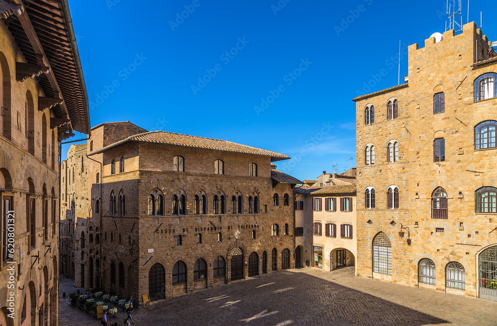 Volterra, Italy. Priori Square (Piazza dei Priori): Bishop's Palace in the center
