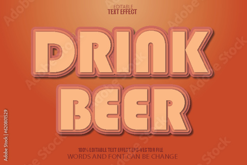 Drink Beer Editable Text Effect 3D Cartoon Style