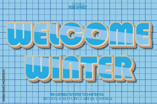 Welcome Winter Editable Text Effect 3D Cartoon Style