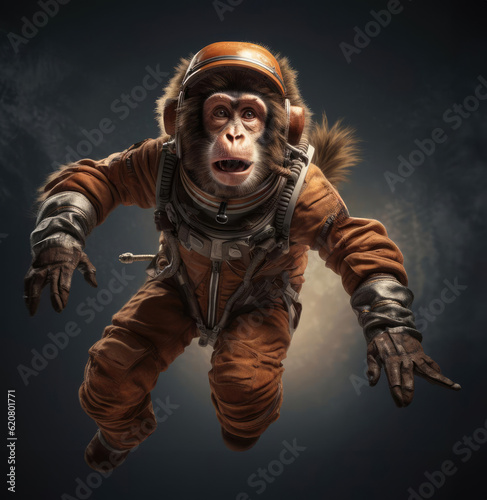 Monkey in space suit in space