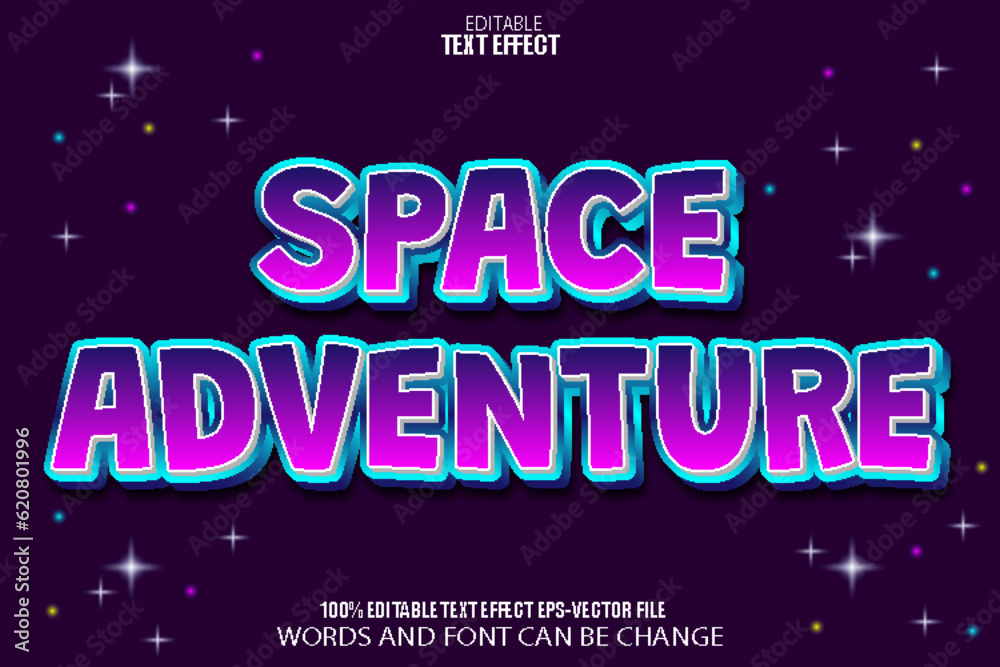 Space Adventure Editable Text Effect 3D Cartoon Style
