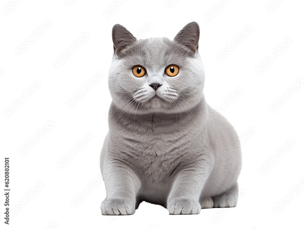 A Portrait of A British Shorthair Cat With No Background