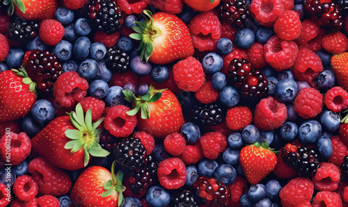  a bunch of berries and raspberries are all grouped together. generative ai