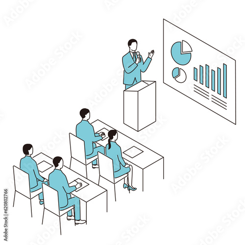 会社説明会に参加する人々