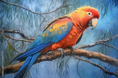 a parrot on a tree branch