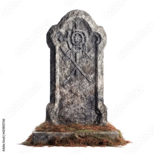 Fotografia old stone cross Halloween object isolated png.