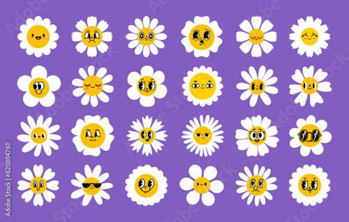 Stampa su tela Cartoon daisy flowers
