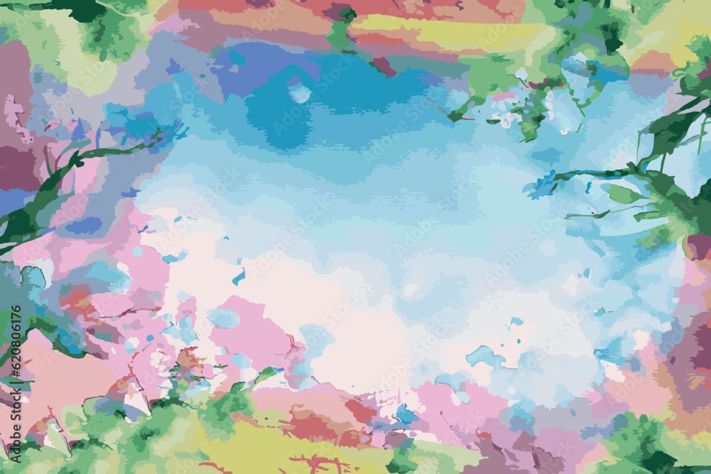 Obraz premium Watercolor spring flower background.