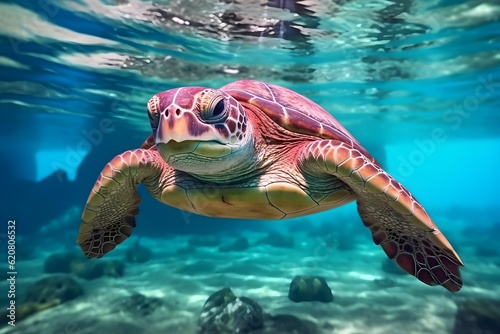 a turtle in the sea