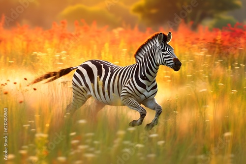 a zebra running in the meadow © Angah