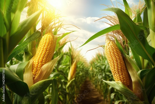 corn crobs in a corn plantation created using generative AI tools