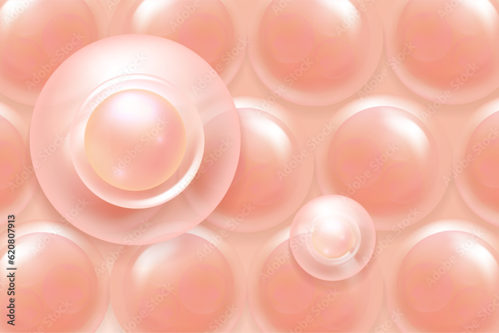 Hyaluronic acid hair and skin solutions ad, pink collagen serum drop into skin cells with cosmetic advertising background ready to use, illustration vector. Hyaluronic acid hair and skin solutions ad, pink collagen serum drop into skin cells with cosmetic advertising background ready to use, illustration vector.