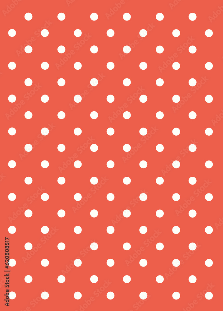 White polka dots on a red coloured background. Great for holidays or other usages for scrap booking, gift wrapping paper, card making or other various usages. Medium spot polka dot repeating pattern.