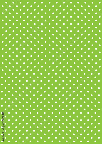White polka dots on a green coloured background. Great for holidays or other usages for scrap booking, gift wrapping paper, card making or other various usages. Small spotted polka dot repeating