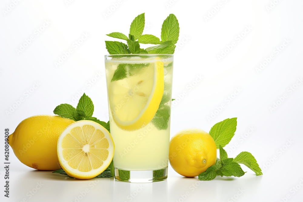 Glass of freshly squeezed lemon juice - created using generative AI tools Glass of freshly squeezed lemon juice - created using generative AI tools