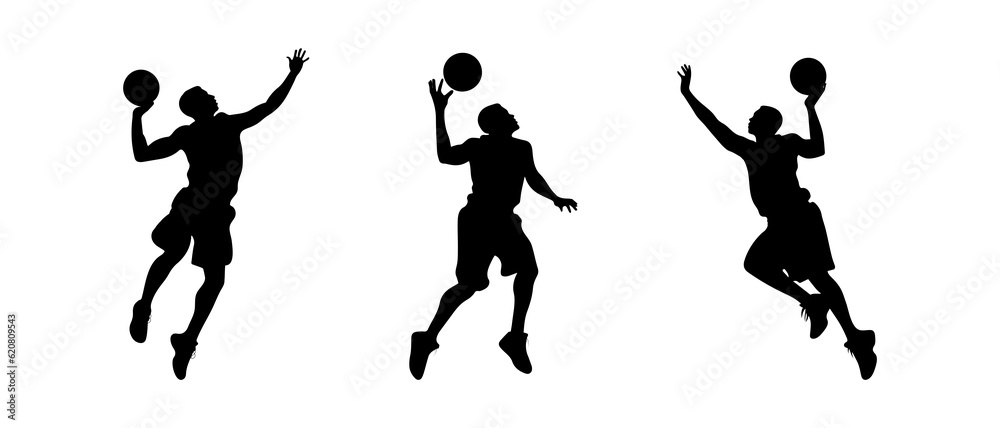 Basketball player silhouette black filled vector Illustration Basketball player silhouette black filled vector Illustration
