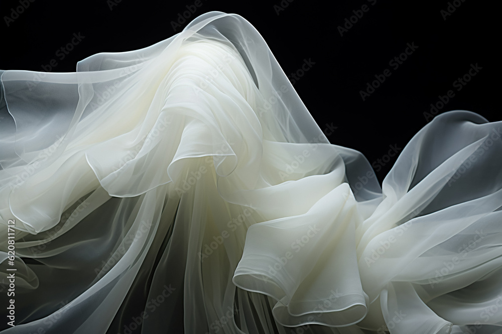 Wedding Tulle Effect Overlay. Elegant Sheer Fabric, Bride Photography, Veiling Style, Soft White Cloth for Classic and Romantic Design. Generative AI. Wedding Tulle Effect Overlay. Elegant Sheer Fabric, Bride Photography, Veiling Style, Soft White Cloth for Classic and Romantic Design. Generative AI.