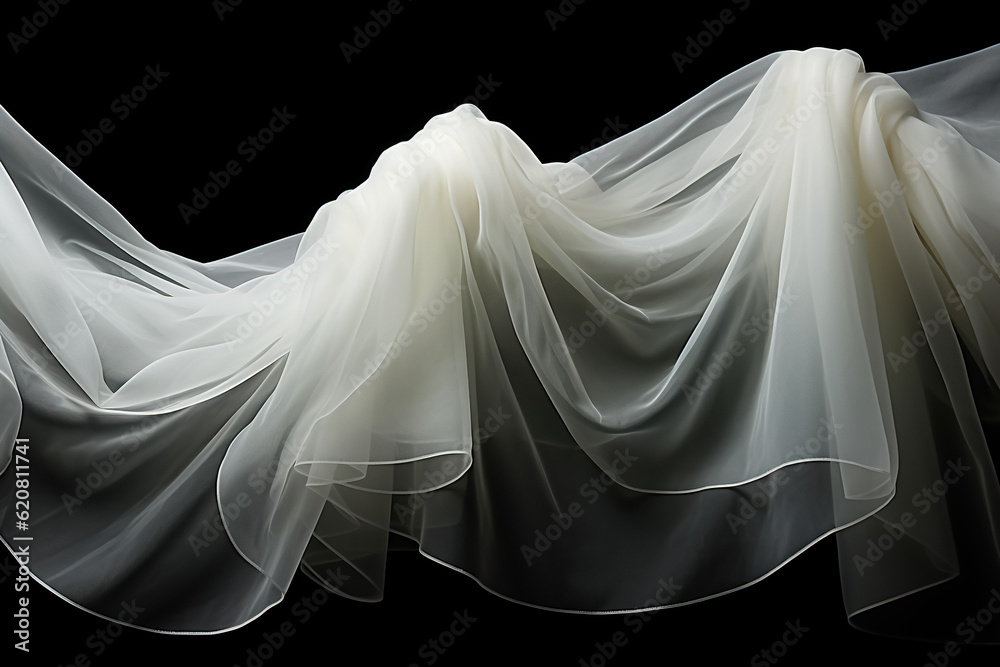 Wedding Tulle Effect Overlay. Elegant Sheer Fabric, Bride Photography, Veiling Style, Soft White Cloth for Classic and Romantic Design. Generative AI. Wedding Tulle Effect Overlay. Elegant Sheer Fabric, Bride Photography, Veiling Style, Soft White Cloth for Classic and Romantic Design. Generative AI.