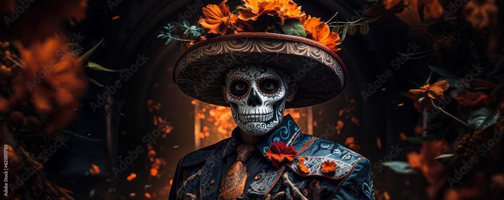 Mexican Day of the Dead Skull Zombie: Undead Celebration in Mexican Culture