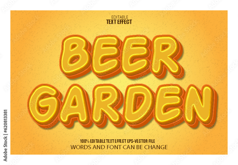 Beer Garden Editable Text Effect 3D Flat Gradient Style