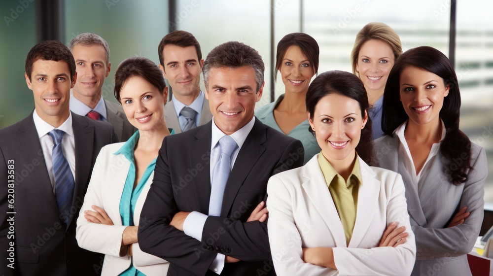Portrait of successful group of business people at modern office looking at camera. Portrait of happy businessmen and satisfied businesswomen standing as a team. Multiethnic group of people smiling. Portrait of successful group of business people at modern office looking at camera. Portrait of happy businessmen and satisfied businesswomen standing as a team. Multiethnic group of people smiling.