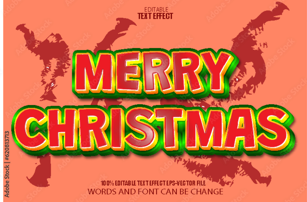 Merry Christmas Editable Text Effect 3D Flat Gradient Style