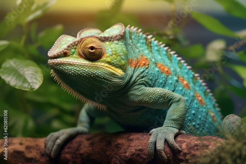 Chameleon in nature  national geography  Wide life animals. AI Generated. 