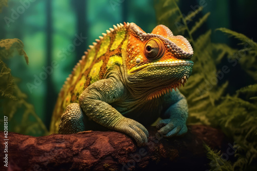 Chameleon in nature  national geography  Wide life animals. AI Generated. 