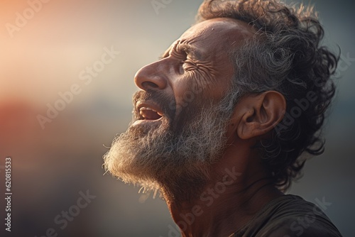 elderly man praying, ai generated, lively facial expressions