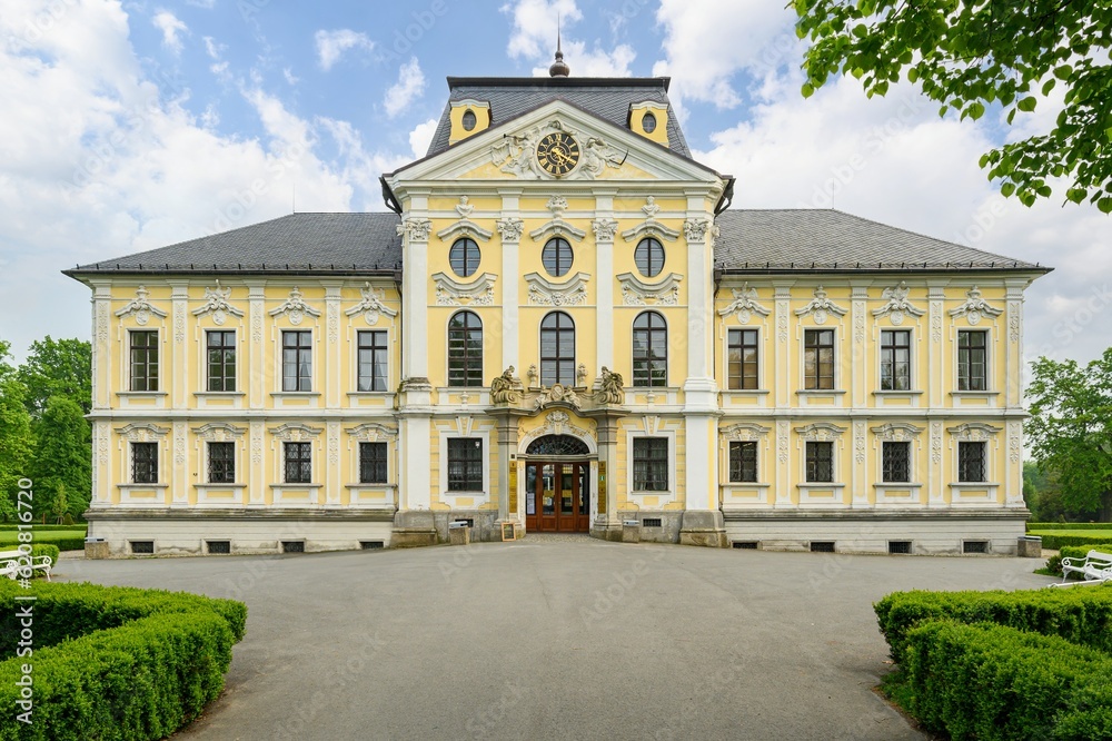 Baroque Kravare chateau near Opava city in Czech republic