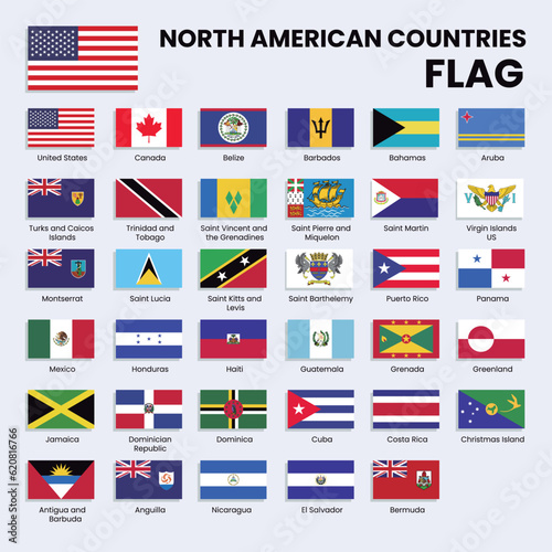 North American countries flags collection