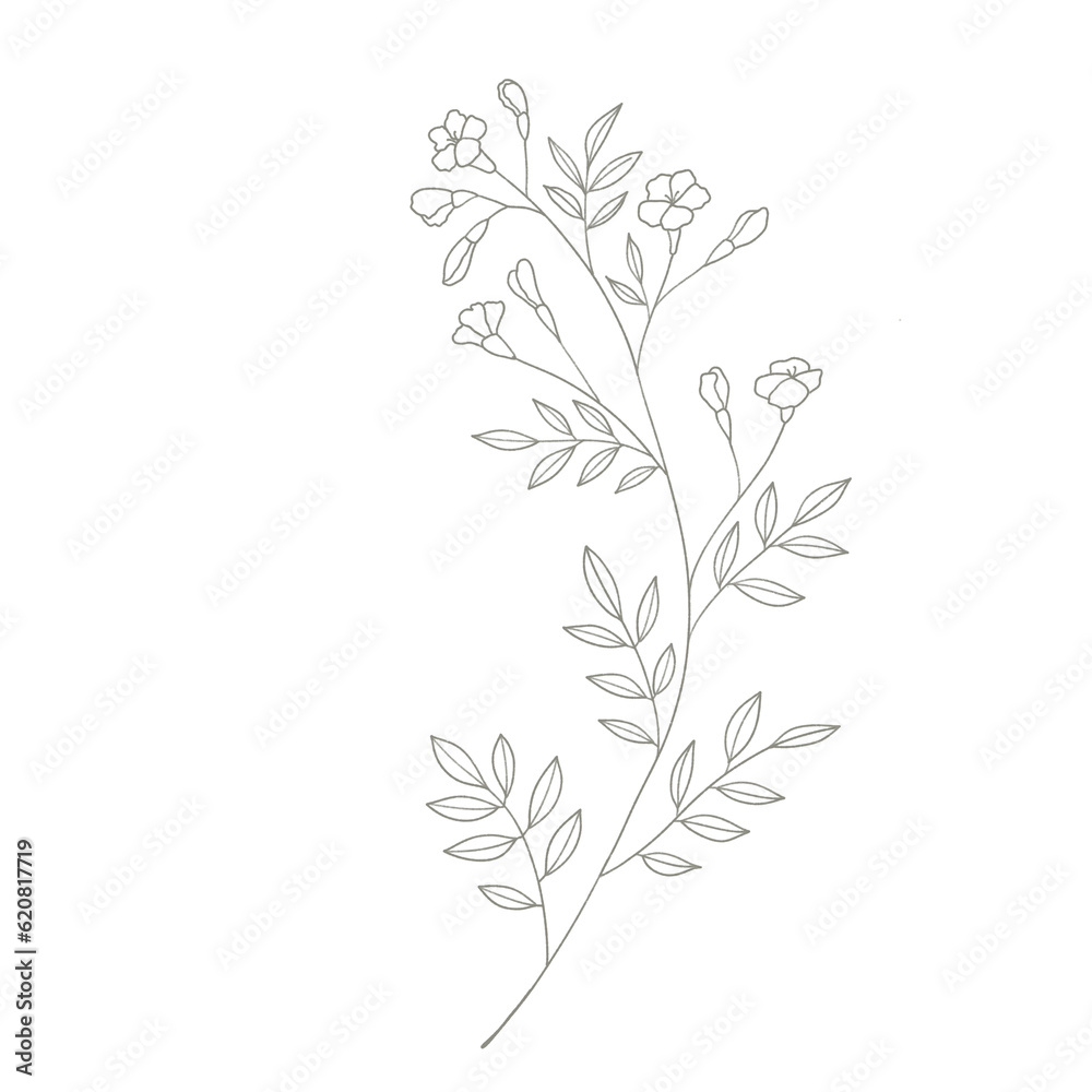 Branch of a tree Floral Line Art 